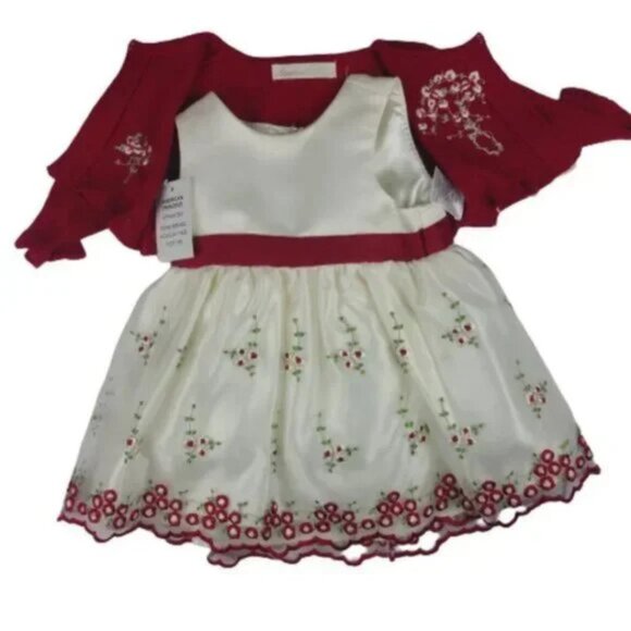 American Princess Floral Red and Ivory Dress Size 6M - Picture 7 of 12